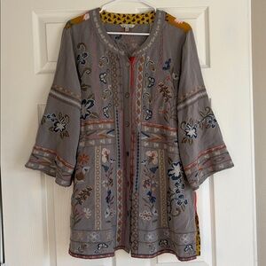 John Mark Gray Floral Embroidered Tunic